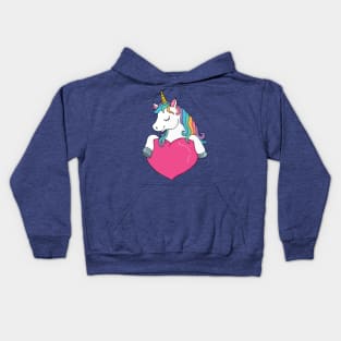 Baby unicorn and heart 3 Kids Hoodie